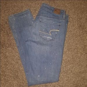 American Eagle glitter jeans Sz 8 reg